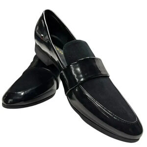 Marc Fisher Shaine Black Patent Leather and Suede Loafers Size10